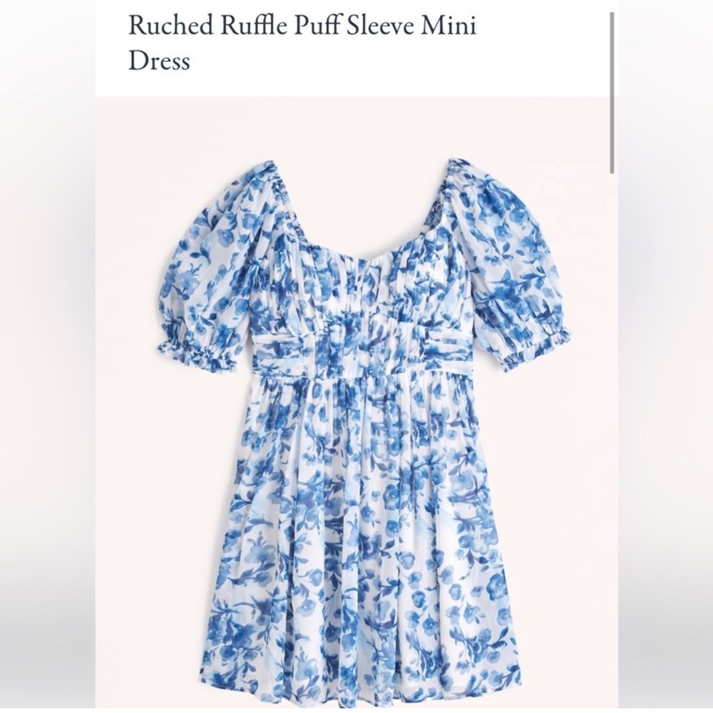 Abercrombie & Fitch Ruched Ruffle Puff Sleeve Mini Dress size S